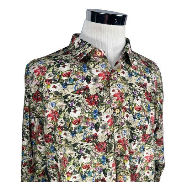 Jared Lang Floral Shirt Men’s 3XL XXXL Multicolor Long Sleeve Button Up Cotton - Picture 2 of 10
